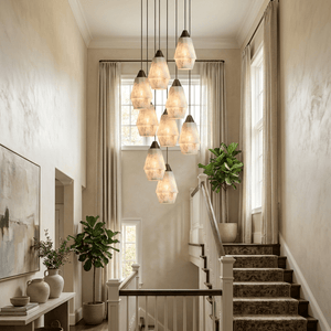 Faceted Alabaster Cluster Chandelier