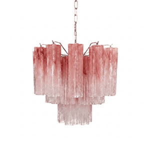 Pink Glass Tubes Chandelier