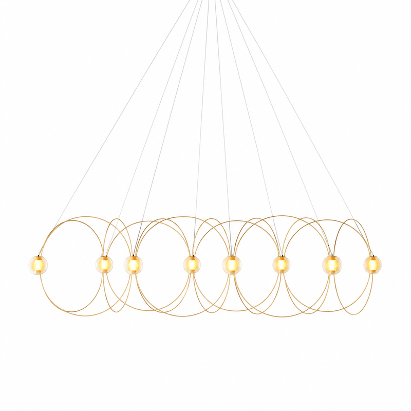 Amber Glass Orb Loop Chandelier – detail 12