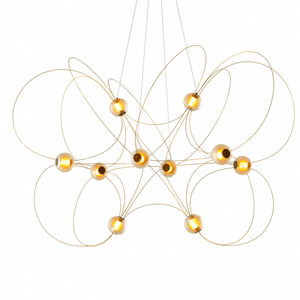 Amber Glass Orb Loop Chandelier