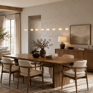 Amber Glass Orb Loop Chandelier