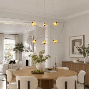 Amber Glass Orb Loop Chandelier