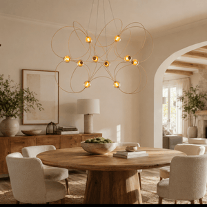 Amber Glass Orb Loop Chandelier