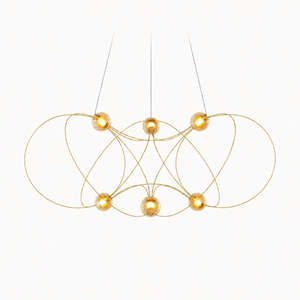 Amber Glass Orb Loop Chandelier