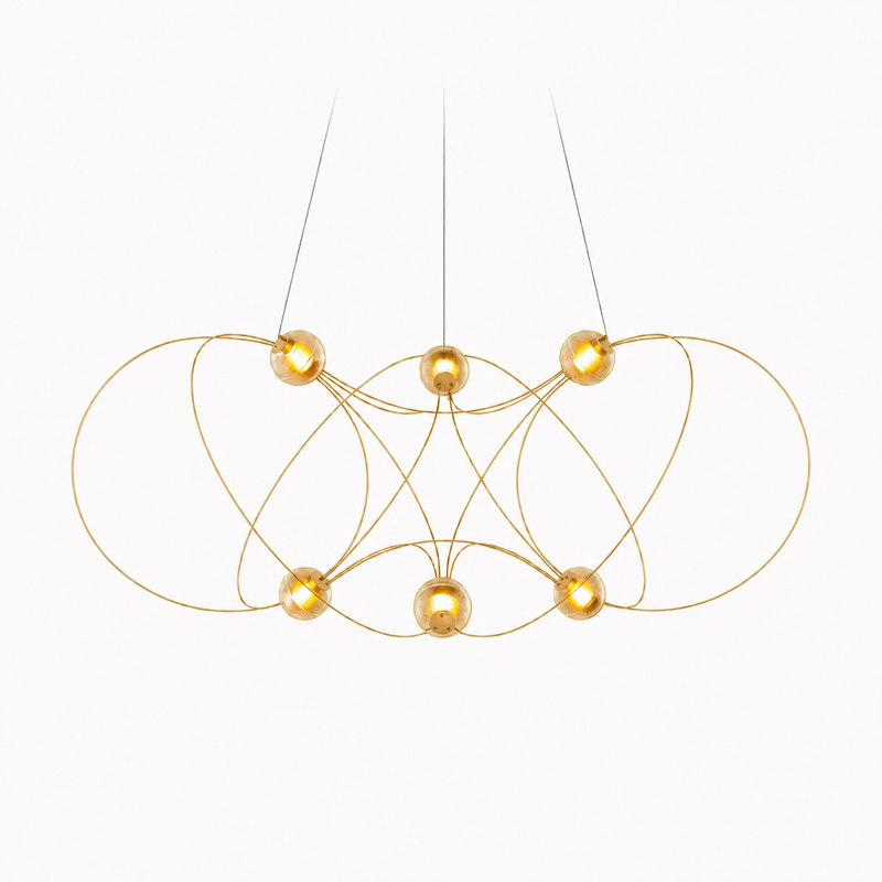 Amber Glass Orb Loop Chandelier – detail 14