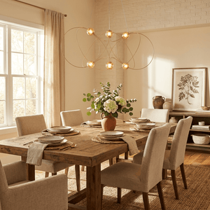 Amber Glass Orb Loop Chandelier