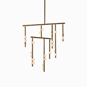 Brass Glass Drop Chandelier