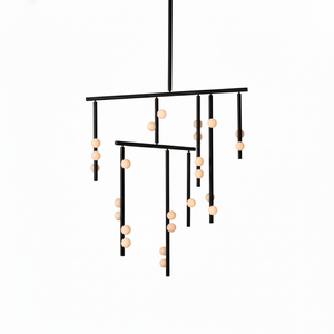 Brass Glass Drop Chandelier