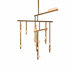 Brass Glass Drop Chandelier