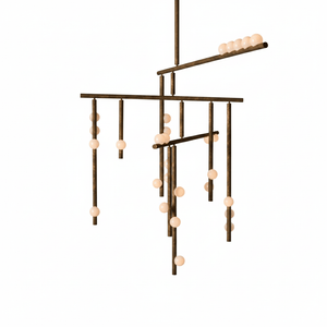 Brass Glass Drop Chandelier