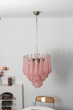 Pink Glass Droplet Chandelier