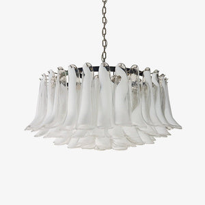 Petals White Glass Chandelier