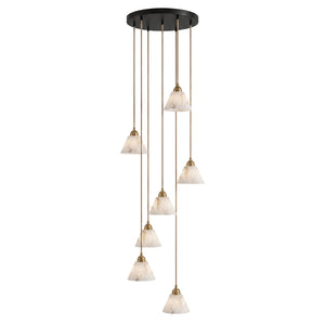Conical Alabaster Brass Pendant Lamp