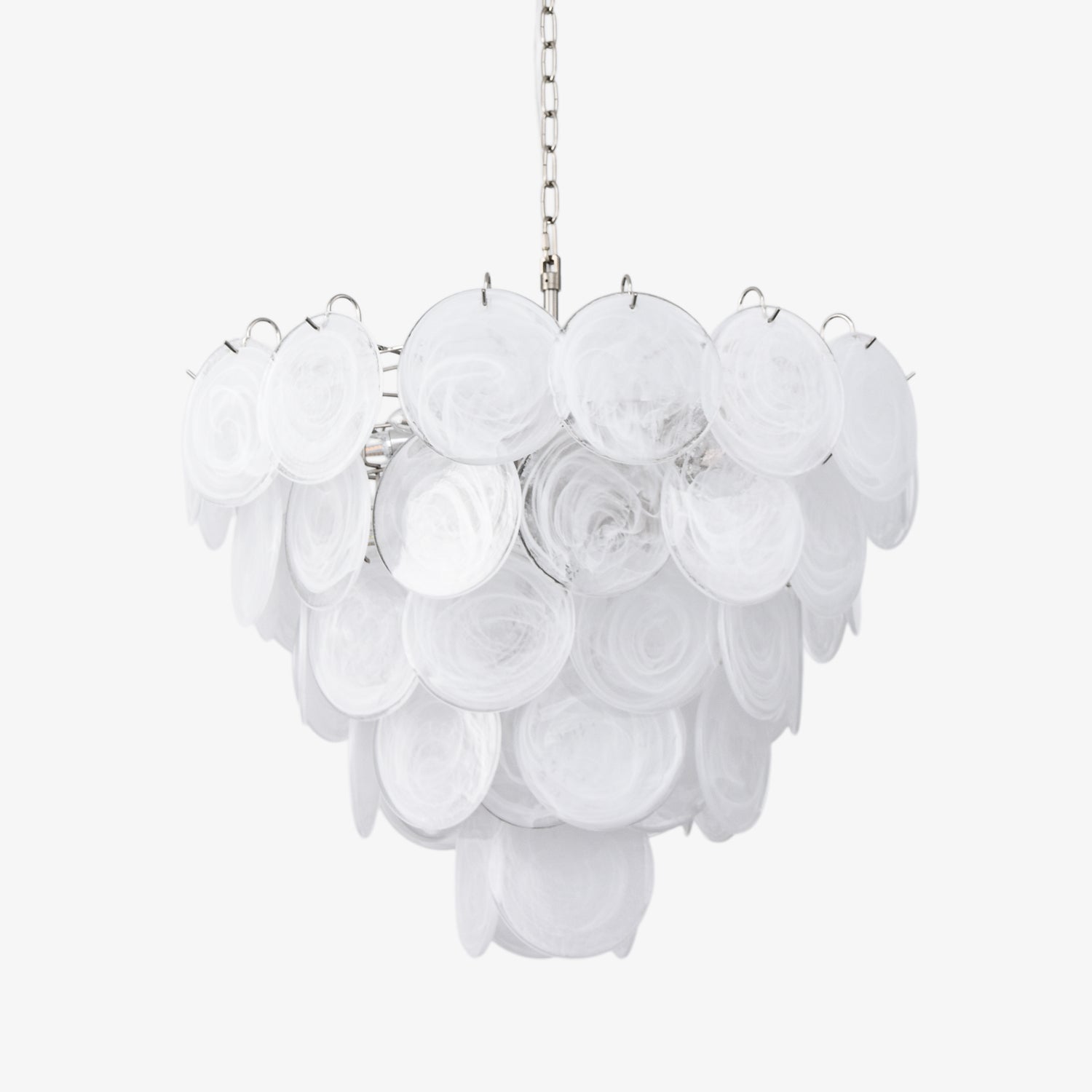 White Glass Disc Chandelier
