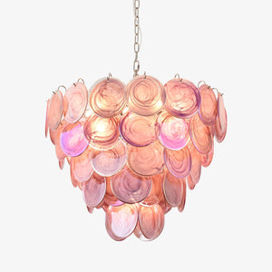 Pink Glass Disc Chandelier