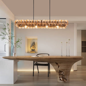 Pressed Glass Disc Linear Chandelier