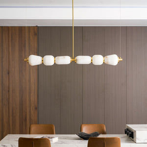 Alabaster Pebble Linear Chandelier