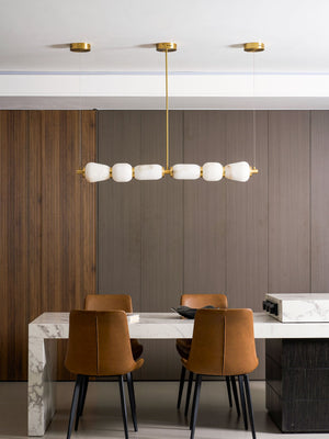 Alabaster Pebble Linear Chandelier