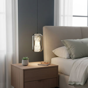 Alabaster Glass Cylinder Pendant Light