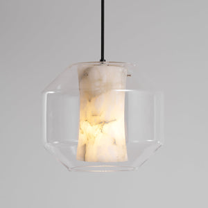 Alabaster Glass Cylinder Pendant Light