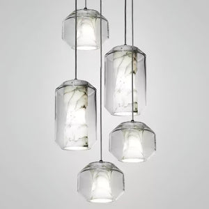 Alabaster Glass Cylinder Pendant Light