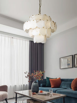 Alabaster Shell Brass Chandelier