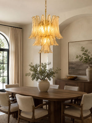 Amber Cascade Glass Chandelier
