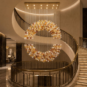 Amber Crystal Halo Chandelier
