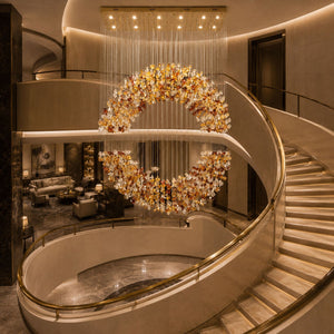 Amber Crystal Halo Chandelier