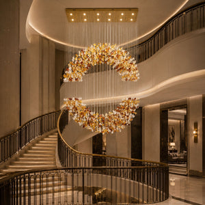 Amber Crystal Halo Chandelier