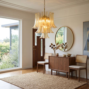 Amber Cascade Glass Chandelier