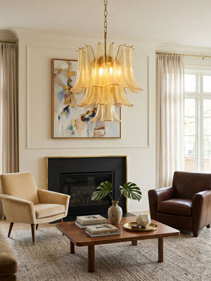 Amber Cascade Glass Chandelier