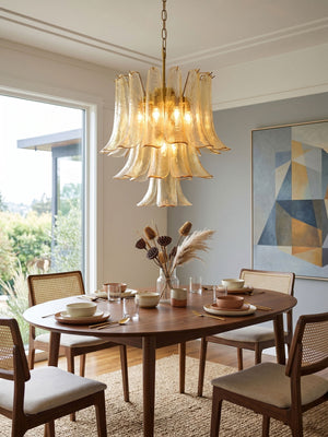 Amber Cascade Glass Chandelier