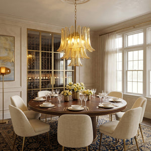 Amber Cascade Glass Chandelier