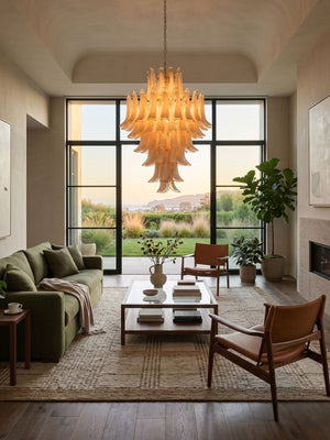 Amber Cloud Glass Petals Chandelier
