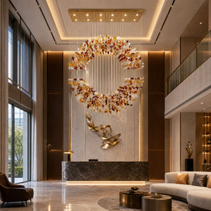 Amber Crystal Halo Chandelier