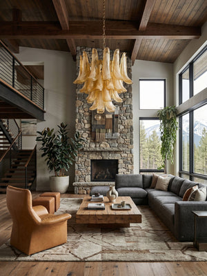 Amber Glass Petals Chandelier