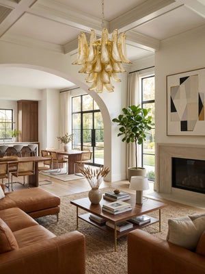 Amber Glass Petals Chandelier