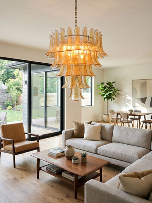 Amber Glass Petals Chandelier