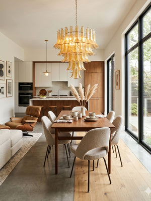 Amber Glass Petals Chandelier