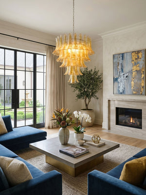 Amber Glass Petals Chandelier