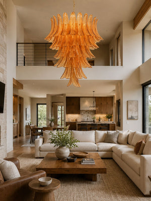 Amber Leaf Cascade Chandelier