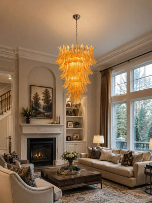Amber Leaf Cascade Chandelier
