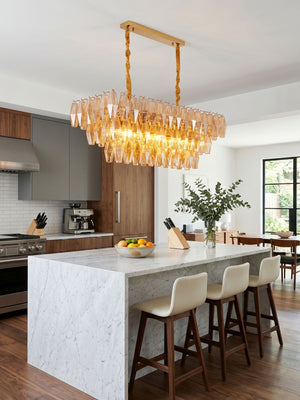 Amber Prism Glass Chandelier