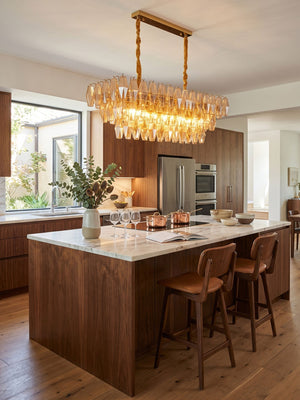 Amber Prism Glass Chandelier
