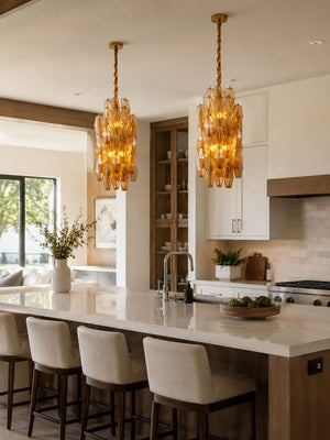 Amber Prism Long Chandelier