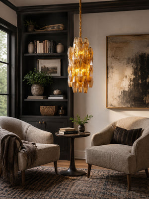 Amber Prism Long Chandelier
