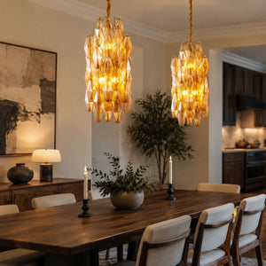 Amber Prism Long Chandelier