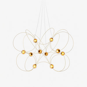 Amber Glass Orb Loop Chandelier