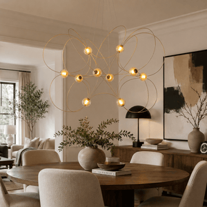 Amber Glass Orb Loop Chandelier